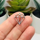 Silver Diamond Shape Geometric Charms  19x16mm - Us Seller