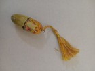 Vintage Brass   Enamel Sewing Kit With Thimble Needle Threads   Pin