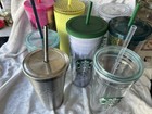 Lot Of 8 Starbucks Tumblers 1 Glass 1 Stainless Steel