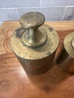 Vintage Lot Of 6 Brass Scale Weights  1 -2kilos  2 -1kilo  1 -500g  2 -100g