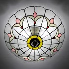 Tiffany Stained Glass Flush Mount Ceiling Light Fixture Vintage Ceiling Lamp