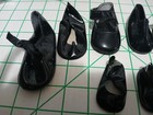 10 Pc Lot Vintage  single  Black Vinyl Slip On Doll Shoes - Various Sizes Guc