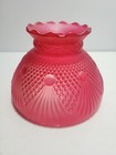 Red Satin Cranberry Glass Lamp Shade Diamond Fan Pattern Oil Lamp Shade