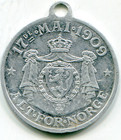 Norway 17th May 1909  3  Busts Conjoined  King  Queen   Prince 26mm   Lotjun2605