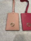 Gucci Pink   Fuchsia Calf Leather Luggage Tag Logo Charm Address Holder 