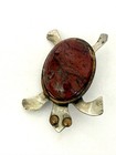 Arts And Crafts Brooch Antique Turtle Brooch Cabochon Jasper 