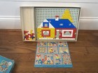 Vintage Halsam Play Tiles - W  Peg Board  Colored Pieces   Picture Guide W  Box