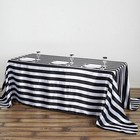 Black White 90x132  Stripes Satin Rectangular Tablecloth Wedding Party Linens