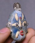 2 1  Old Chinese Blue Coloured Glaze Carved Dynasty Drama People Face Pendant