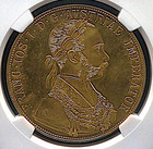 1915 Austria 4 Ducat  4438 Oz Gold Restrike Ngc Ms68