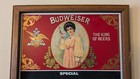 Vintage Budweiser Advertising Menu Sign 1978 Chalkboard Wood Frame