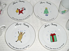 12 Pc Merry Brite Christmas Porcelain Dinnerware Pieces Bowls cups dessert Plate