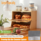Double Layer Bamboo Bread Box For Kitchen Counter large Capacity Bread Storage B