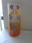 Antique vintage Satin Glass Art Nouveau Hand Painted Enameled Vase 9 3 4 