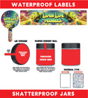3oz Food Grade Jars   Top - Waterproof Top   Side Label Set - Tamper   50pack  