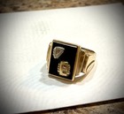 Vintage 10k Gold Onyx Men   s Ring Custom Masonic  1890   s-1910   s Stone  Read Desc 