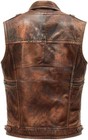 Men s Vintage Brown Leather Motorcycle Vest Distressed Biker Hidden Zip Club Ves