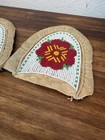 Antique Vintage Pair Native American Eastern Woodland Beaded Moccasins Tops