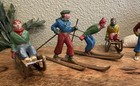 Lot Of Vintage Barclay Manoil Winter Ski Die Cast Metal Sledder   Skiers -france