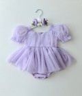 Baby Girl 1st Birthday Dress Girls Lilac Tulle Princess Dress Headband Set