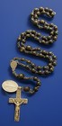Vintage Catholic Cocoa Wood Petite 16    Rosary  Silver Tone Crucifix   Mary Medal