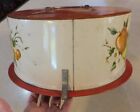 Vtg Decoware Metal Cake   Pie Carrier Apples Pears Cherries 3 Clip W  Handle