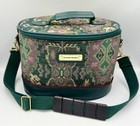 Vintage American Tourister Glenwood Collection Green Tapestry Train Case Oval