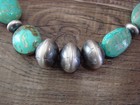 Native American Sterling Silver Turquoise   Navajo Pearl 28  Necklace By John