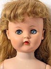 Vintage 1950s Hard Plastic Walker Doll 24  Sleep Eyes Dress Apron As Is Repair