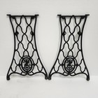Pair Antique Singer Treadle Cast Iron Base  Legs wheels Excellent Condition 1905