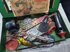 Vintage 1934 A c  Gilbert Green Erector Set W  Motor And Booklet