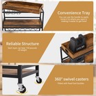 3-tier Bar Cart With Removable Tray Servicing Cart With Wine Rack Glass Holder