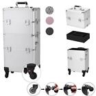 3 In 1 Aluminum Rolling Makeup Train Case Cosmetic Trolley Storage With 4 Wheels
