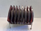 Mcm Coasters Brown Lucite Acrylic And Cork With Metal Caddy Stand Set Of 8 Usa