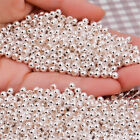100pcs Genuine 925 Sterling Silver Round Ball Beads Jewelry Making Findings Us