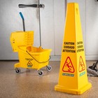 26 Qt Yellow Mop Bucket With Side Wringer For Commercial Cleaning  Heavy Duty
