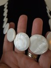 Vintage Mother Of Pearl Mop Graduating Disk Bead Silver Tone Necklace 20 In 