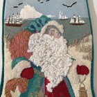 Vtg Wool Needlepoint Christmas Stocking Santa Beach Personalized Velvet Back 21   