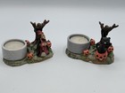 Vintage Kmart Halloween Poly Tealight Holder Lot Of 2 Witch   Cat W  Pumpkins