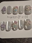 Hello Kitty Silver Chrome Press-on Nails     Cute 3d Kawaii Nail Set        