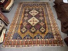 1960s Antique Geometric Caucasian Rug 6x9 Handmade Persian Style Tribal Carpet