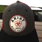 Ariat Bulit To Last Logo Patch White On Black Gray Trucker Hat W Black Mesh Euc