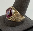 Vintage Dason 10k Gold Masonic Sz 12 5 Ring Ruby Red Stone Freemason 14 7g