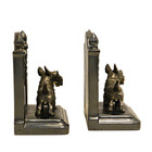 Antique Jennings Brothers Scottish Terrier Bronze Gothic Gate Bookends Pair