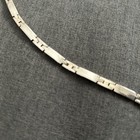 Heavy Vintage Stainless Steel Chain Link Bracelet W Silver Plate