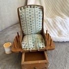 Vtg Wooden Sewing Caddy Rocking Chair 6 Spool  Drawer  Pin Cushion  Scissor Spot