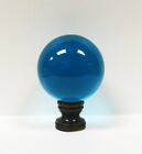 Lamp Finial-large Aqua Glass Orb-brass Base-choice Of 3 Finishes Ab ch Or Pb