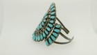 Vintage Navajo Mb Signed  Sterling Silver 925 Turquoise Flower Bracelet Cuff