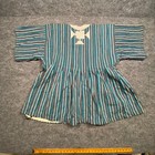 West African Fugu Smock Tunic Striped Hand-woven Cotton Flour Sack Lining Blue