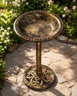 Architectural Antique Bronze Pedestal Bird Bath   Rare 28  Garden Statement Basi